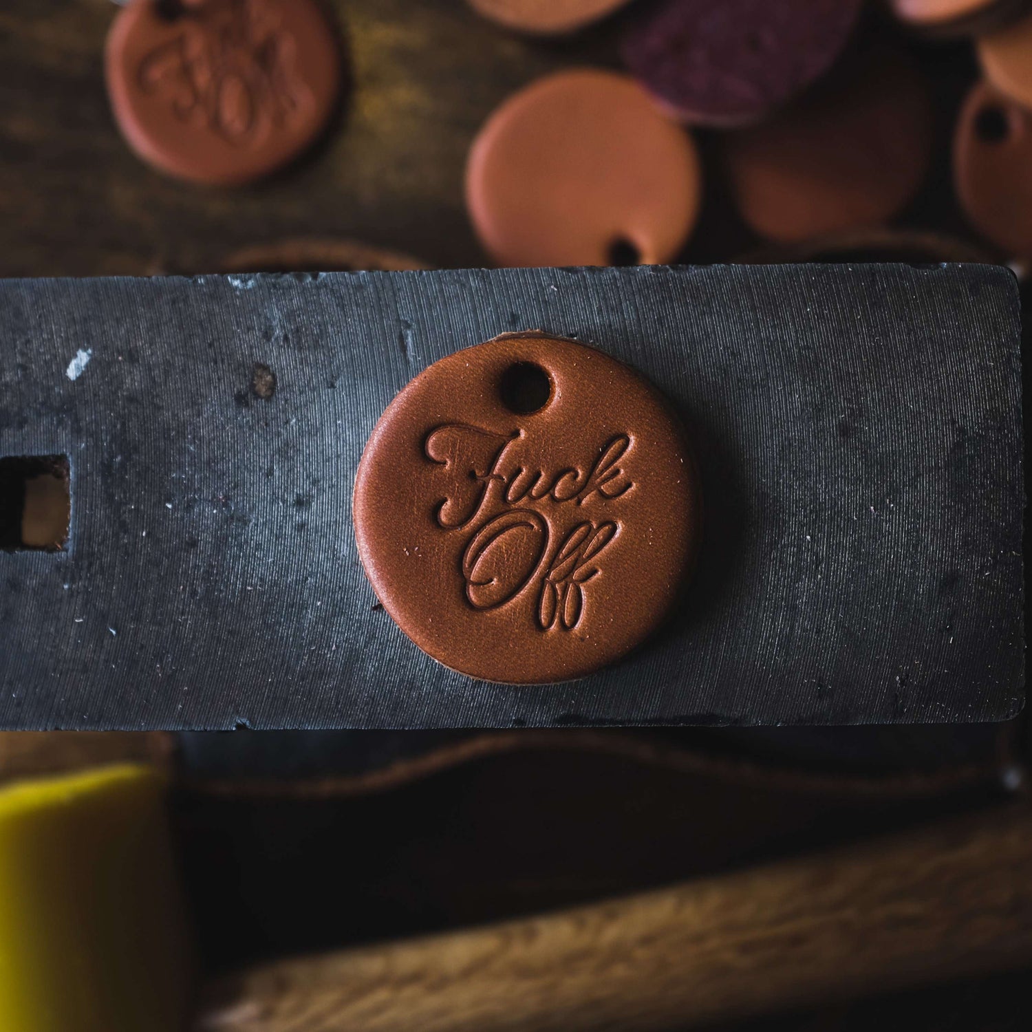 F-Off Key Fob- leather keychain - leather key holder - leather key fob - KMM &amp; Co.