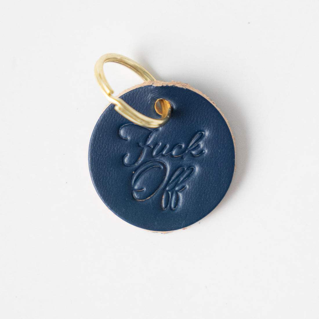 F*ck Off Circle Key Fob- leather keychain - leather key holder - leather key fob - KMM &amp; Co.