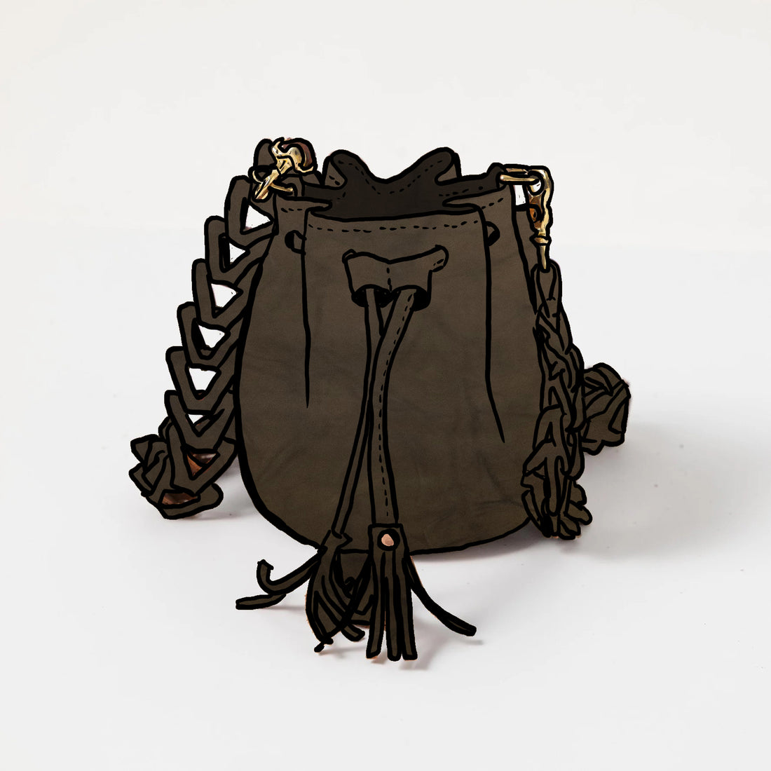 Olive Crunch Mini Bucket Bag