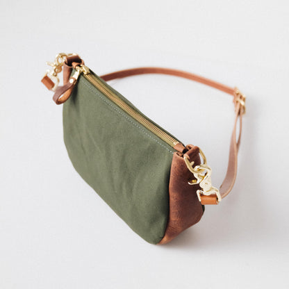 Green Canvas Medium Crossbody Bag