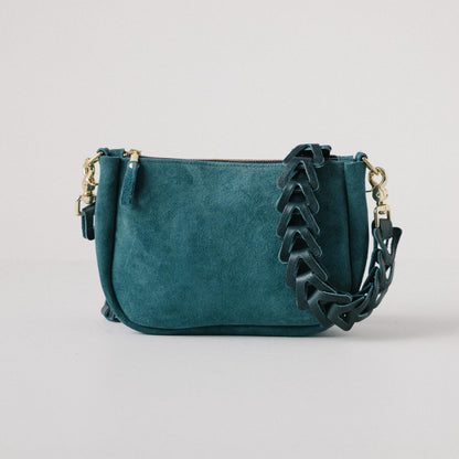 Roughout Dark Teal Bulldog Medium Crossbody Bag