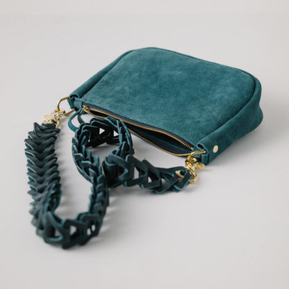 Roughout Dark Teal Bulldog Crossbody Bag