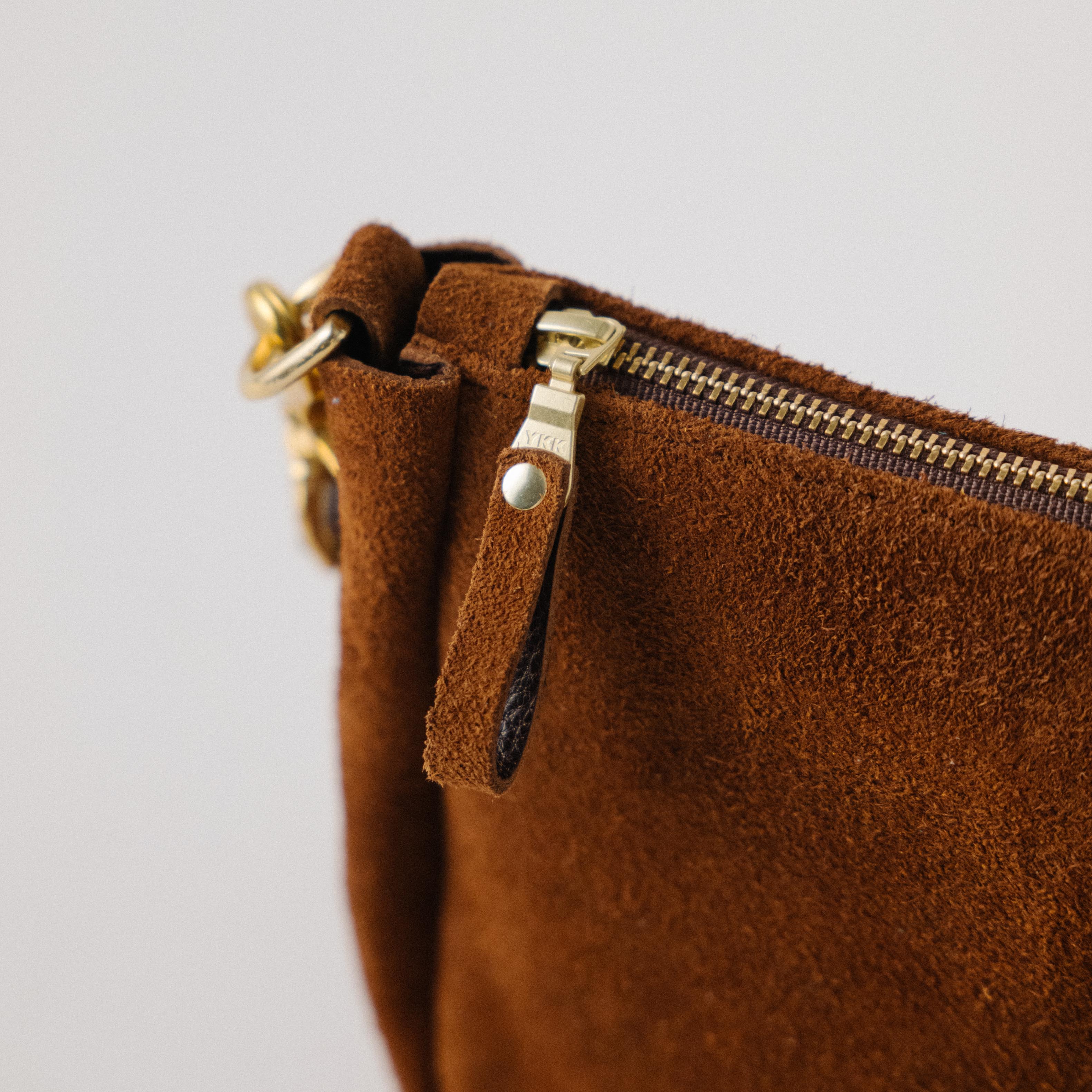 Roughout Dark Brown Bulldog Medium Crossbody Bag