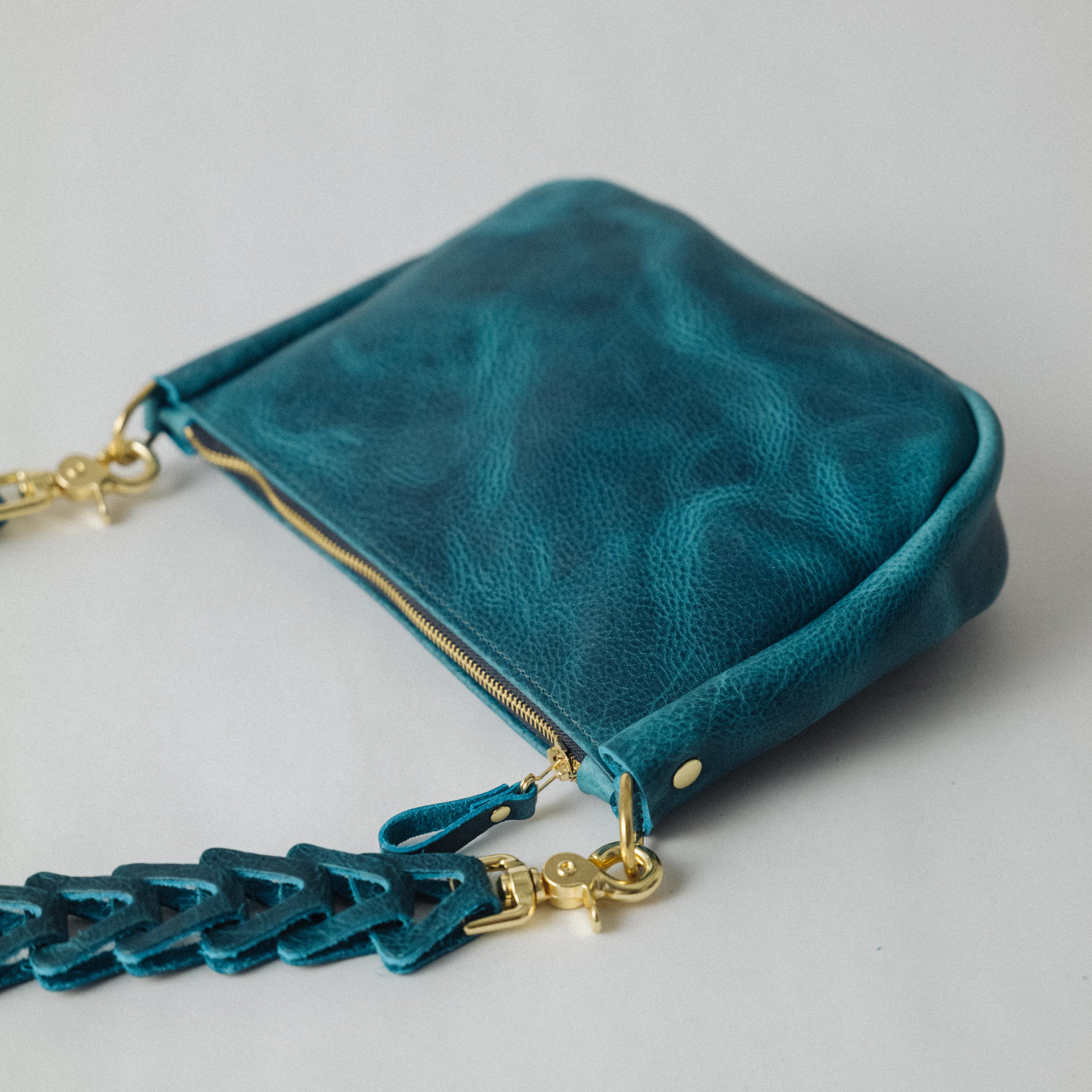 Scratch-and-Dent Petrol Blue Bison Medium Crossbody Bag