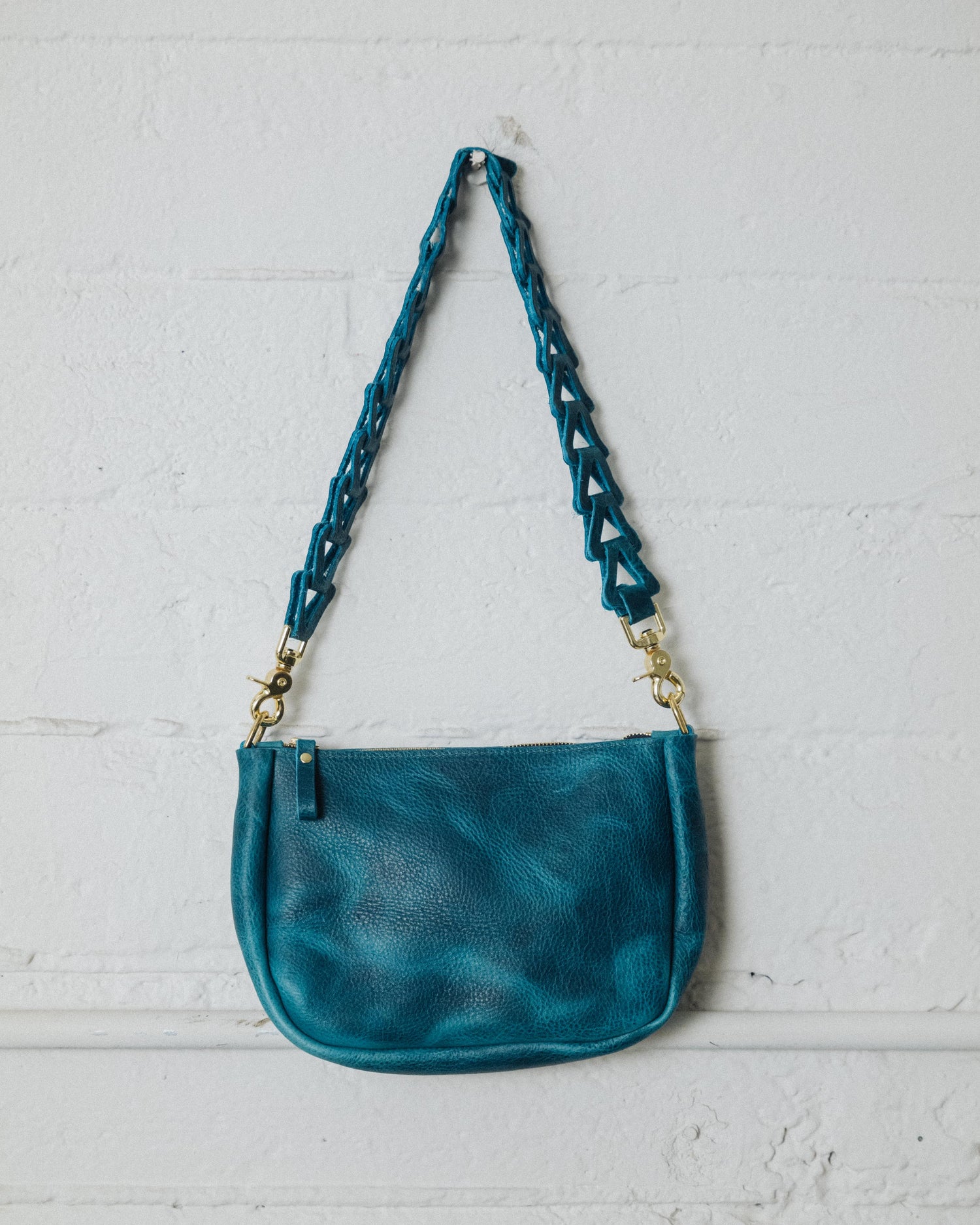 Scratch-and-Dent Petrol Blue Bison Medium Crossbody Bag