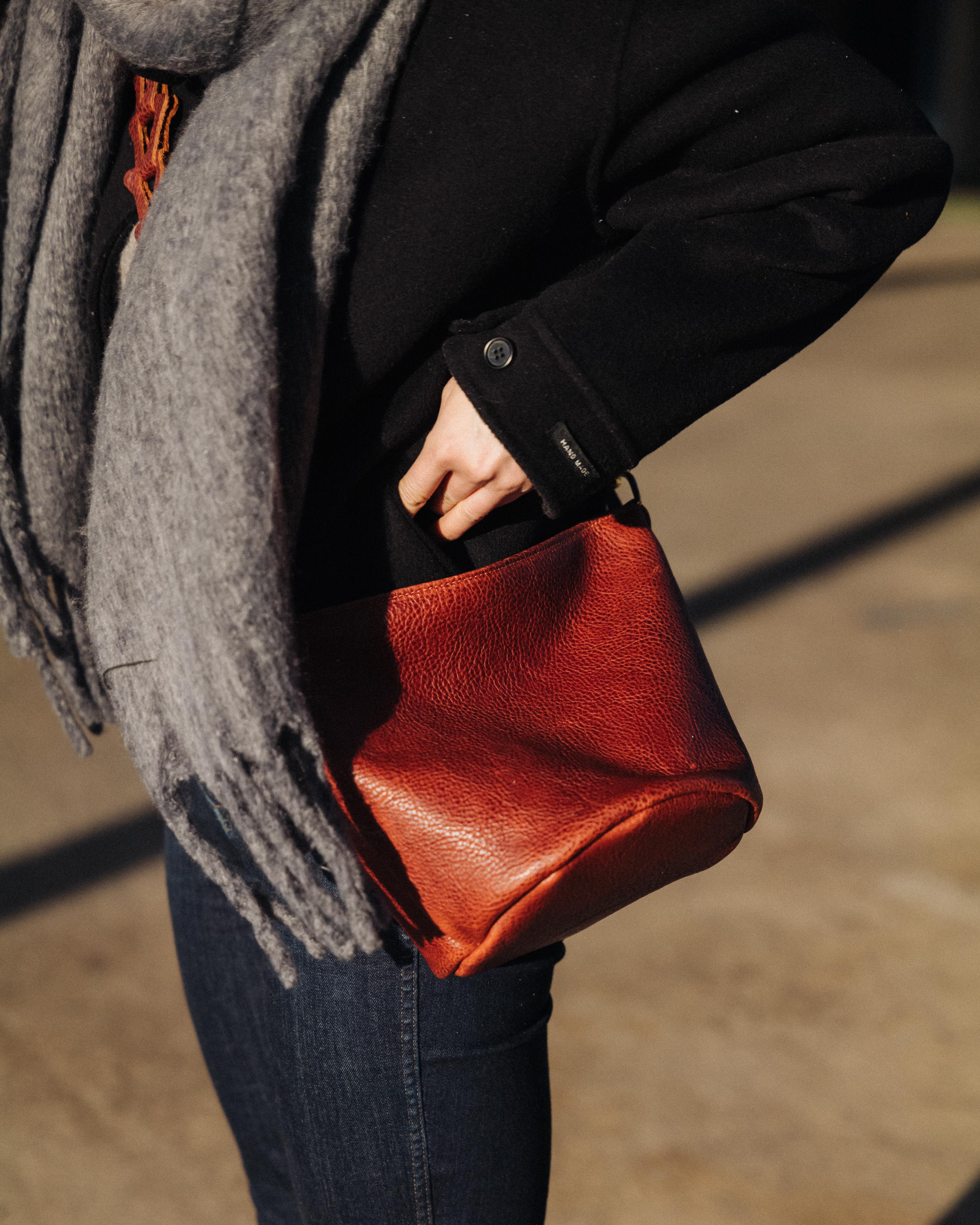 Pumpkin Bulldog Mini Zip-Top Bucket Bag