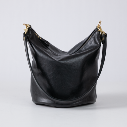 Black Bulldog Zip-Top Bucket Bag