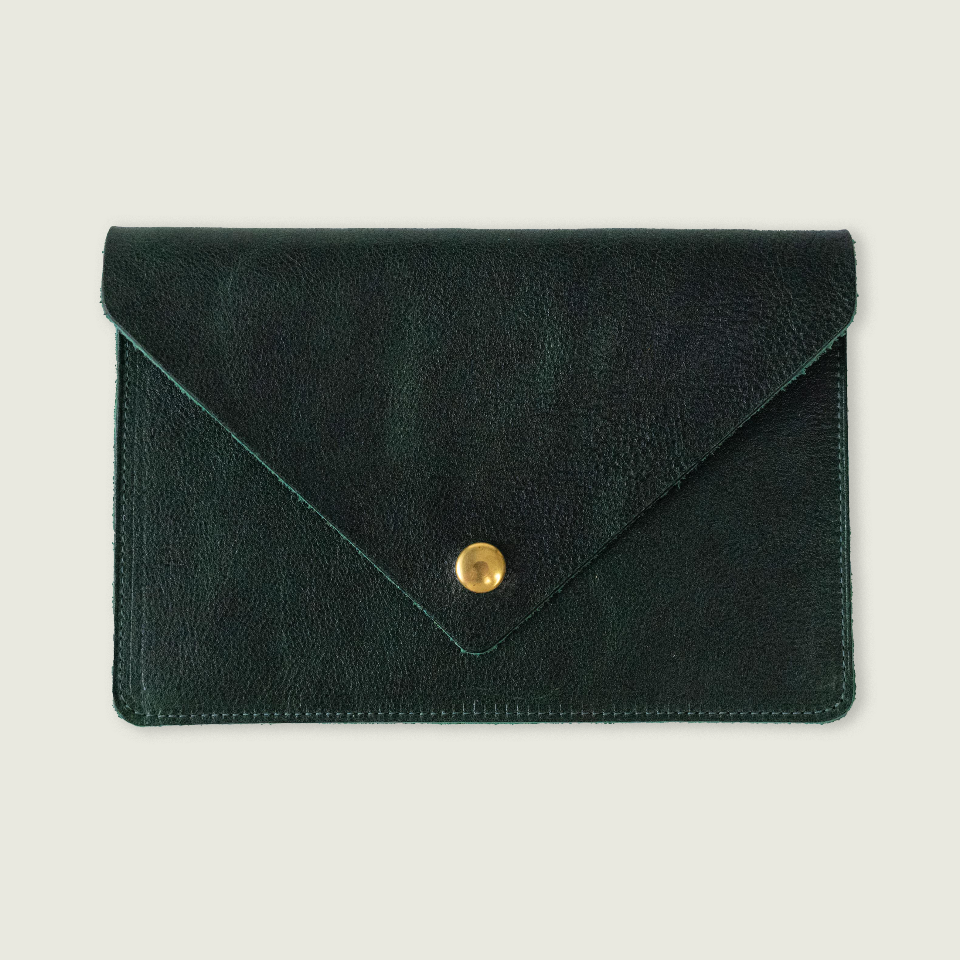 Green Bulldog Leather Clutch