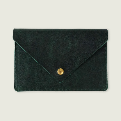 Green Bulldog Leather Clutch