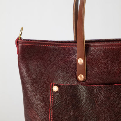 Dark Cherry Bulldog East West Travel Tote