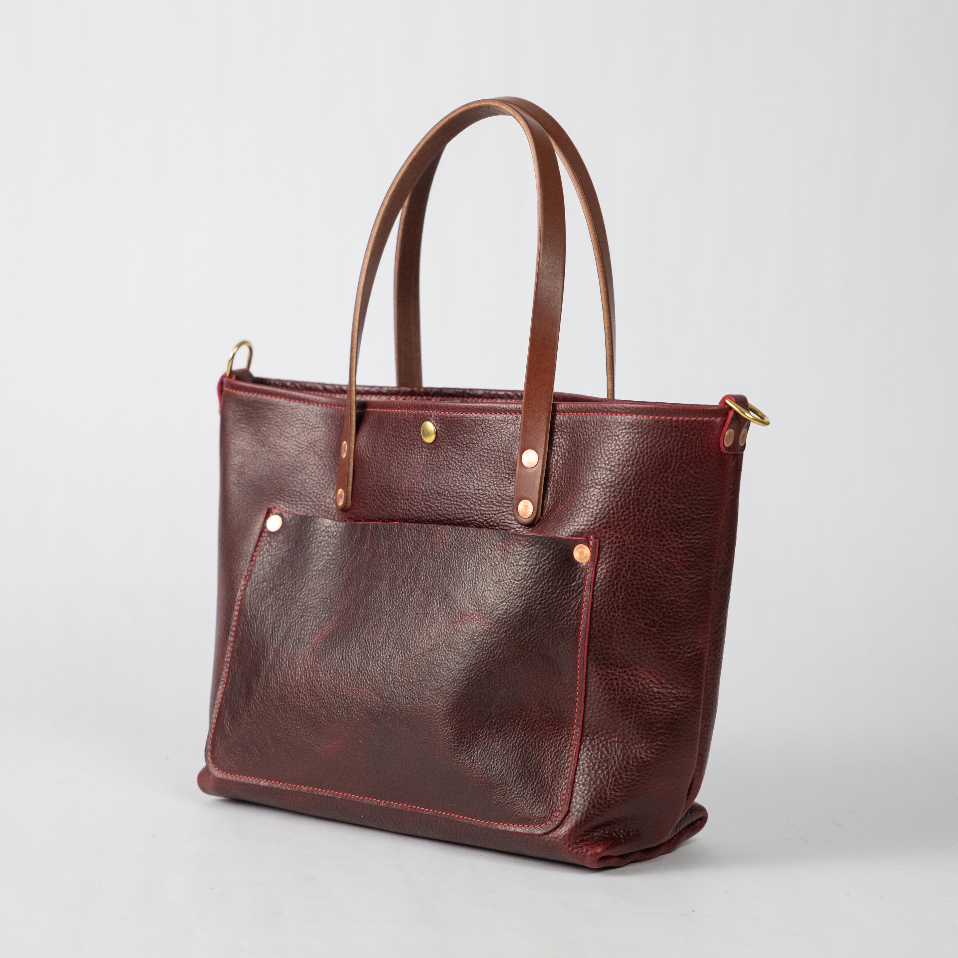 Dark Cherry Bulldog East West Travel Tote