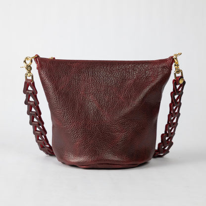 Dark Cherry Bulldog Zip-Top Bucket Bag