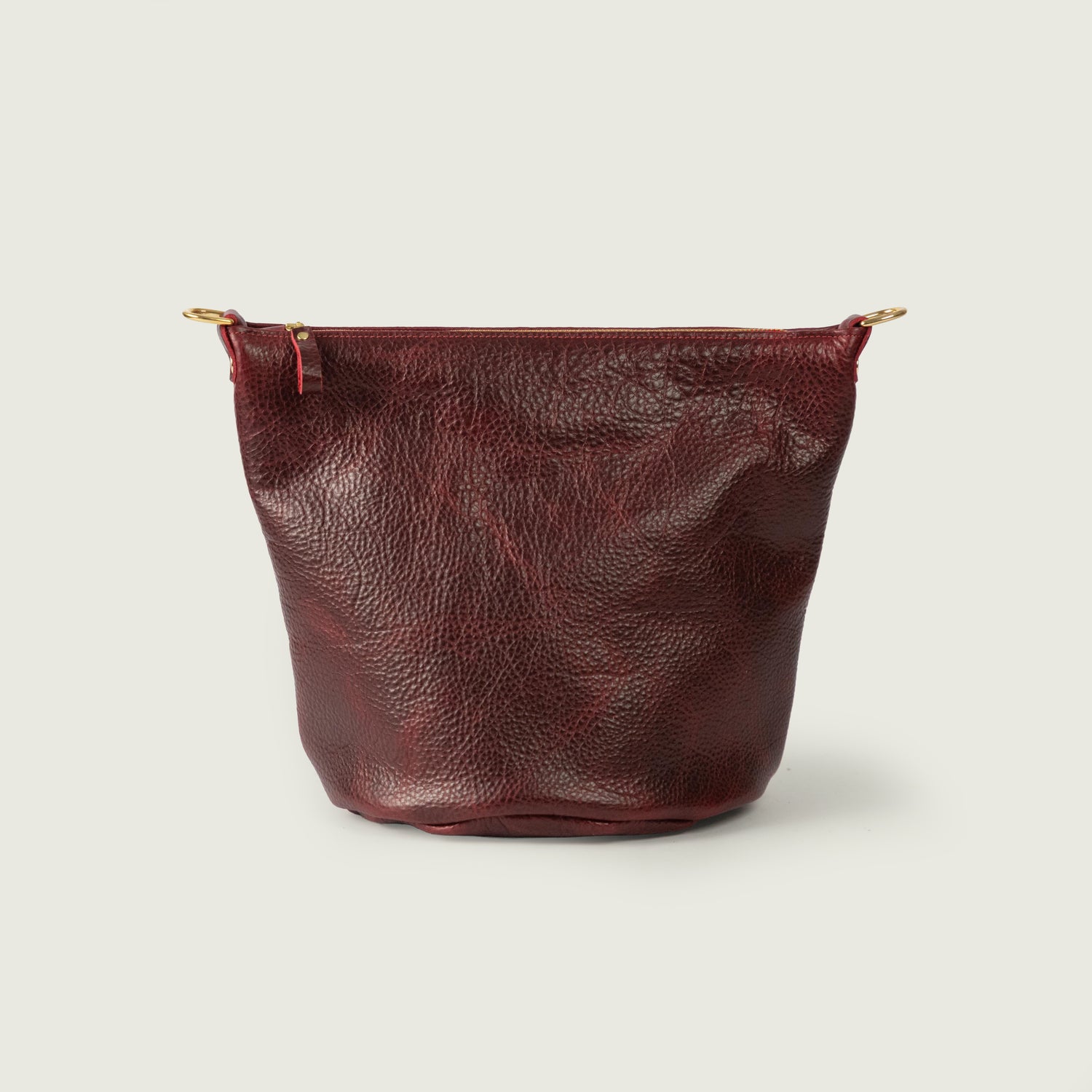 Dark Cherry Bulldog Mini Zip-Top Bucket Bag