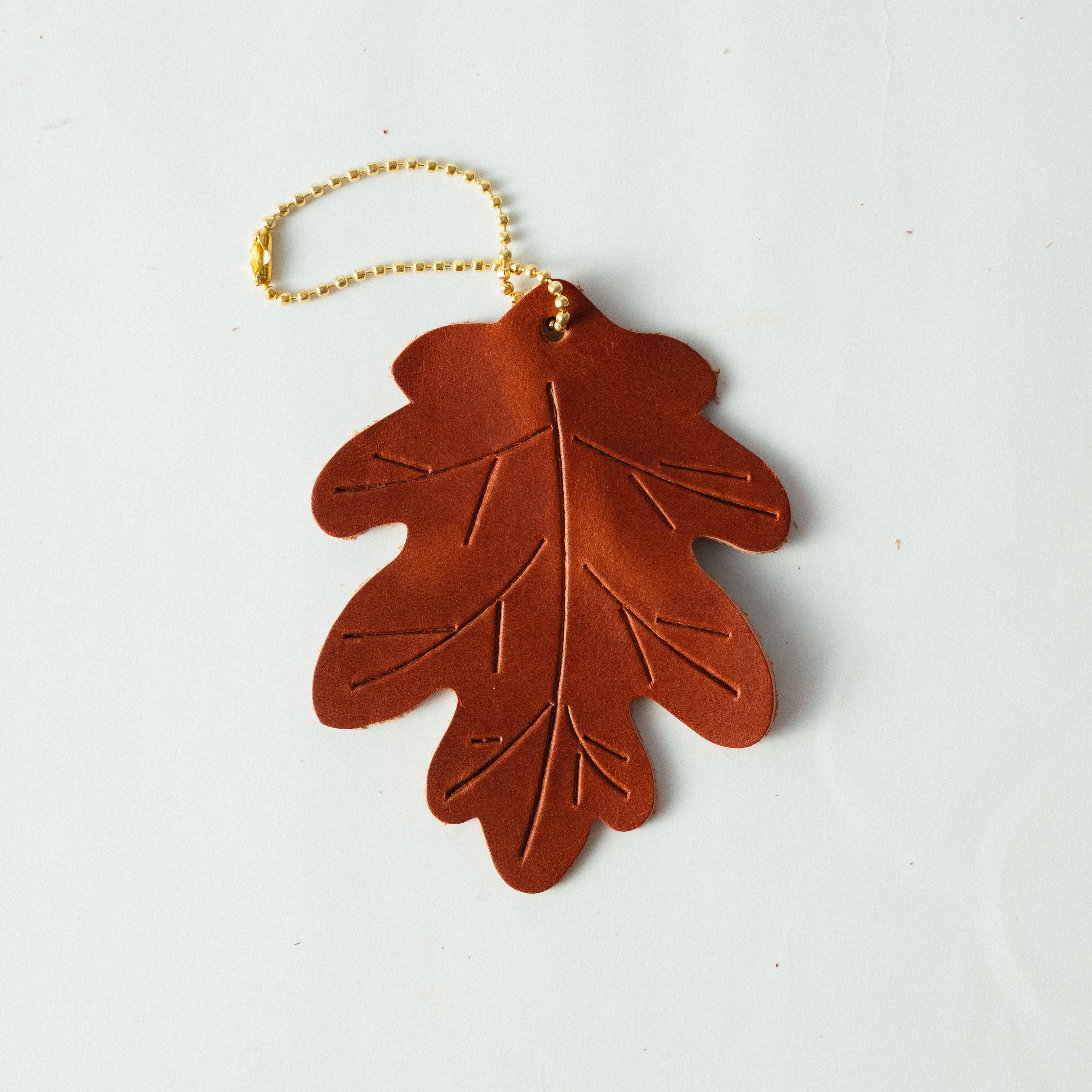 Leather Oak Leaf Charm