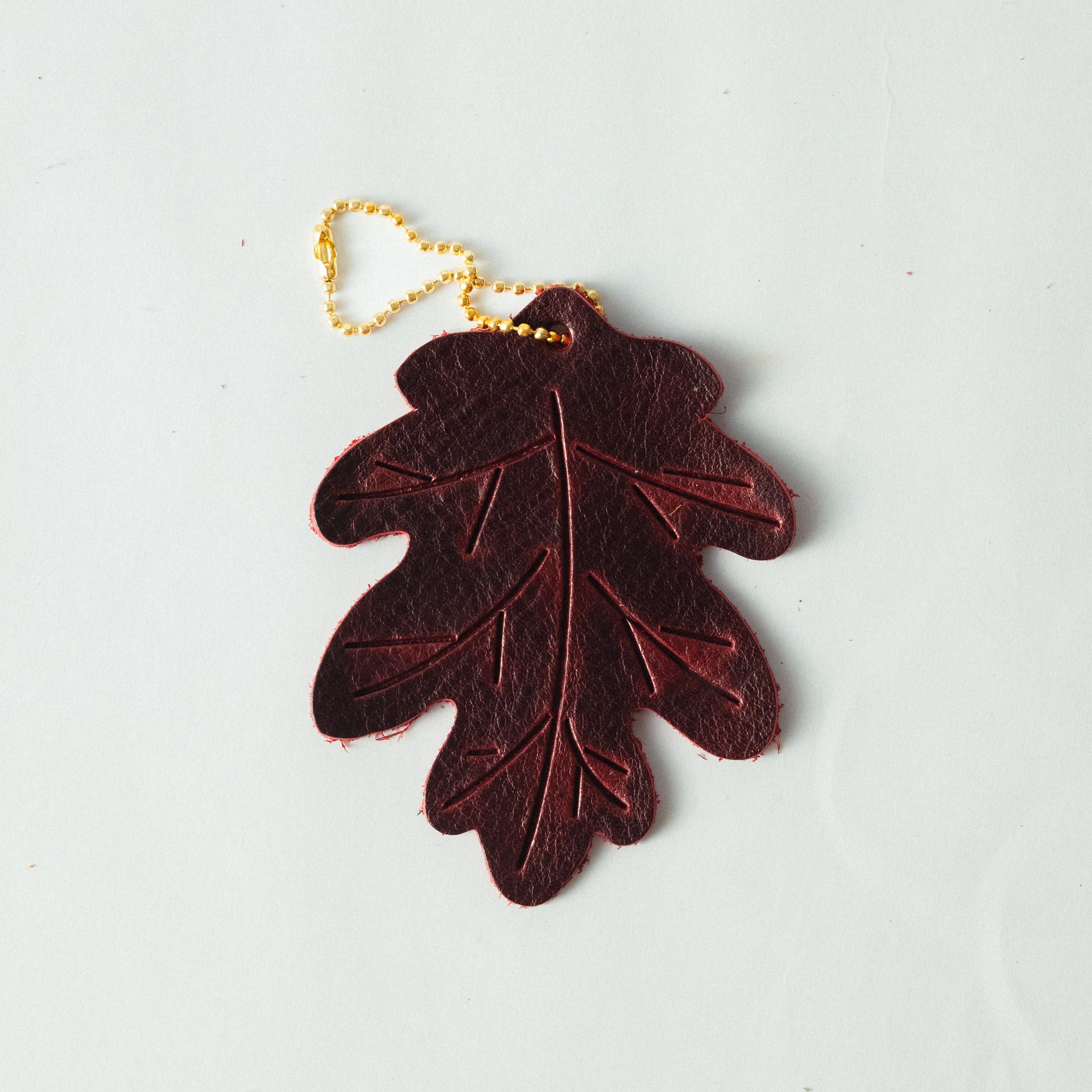 Leather Oak Leaf Charm