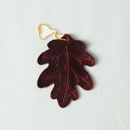 Leather Oak Leaf Charm
