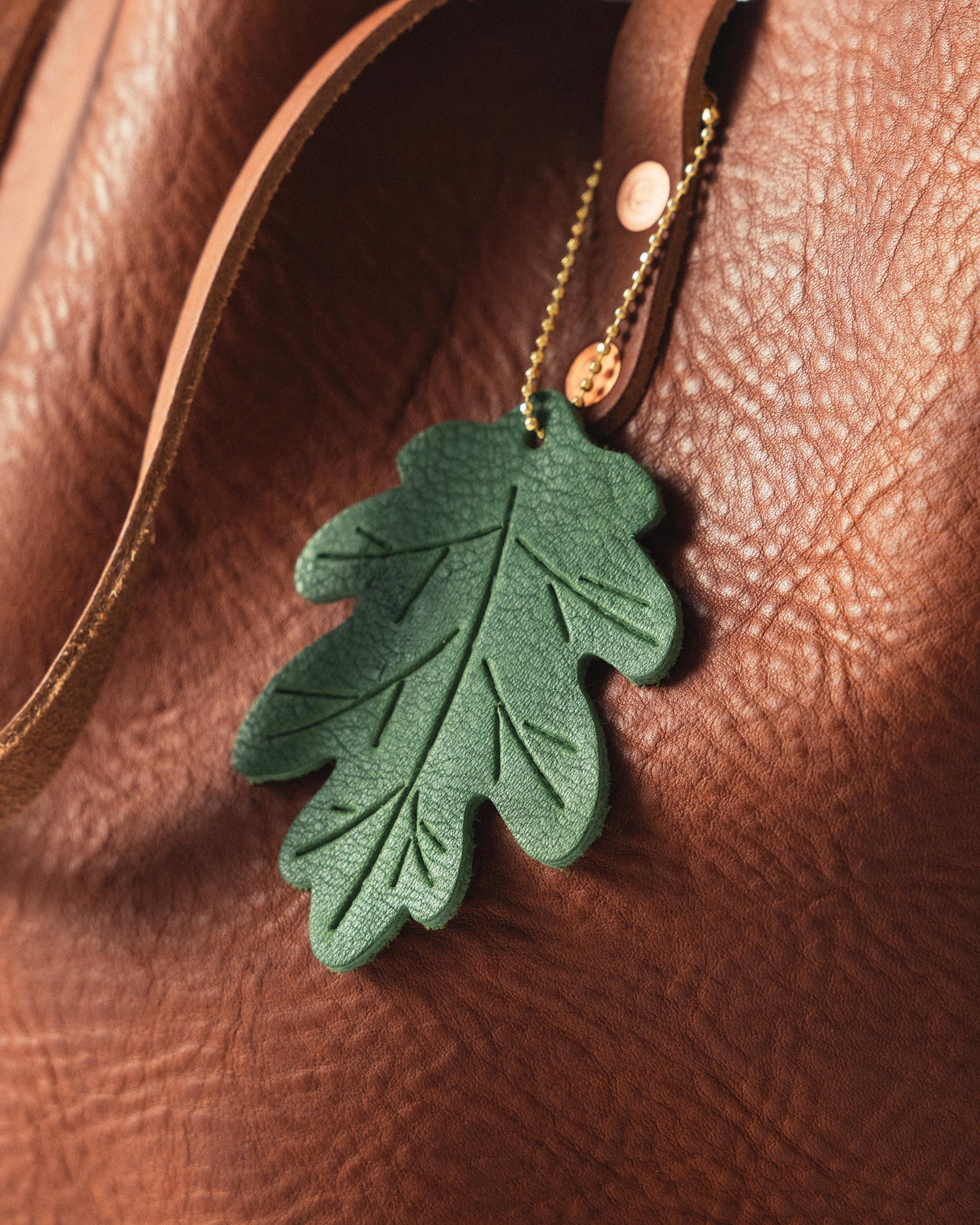 Leather Oak Leaf Charm