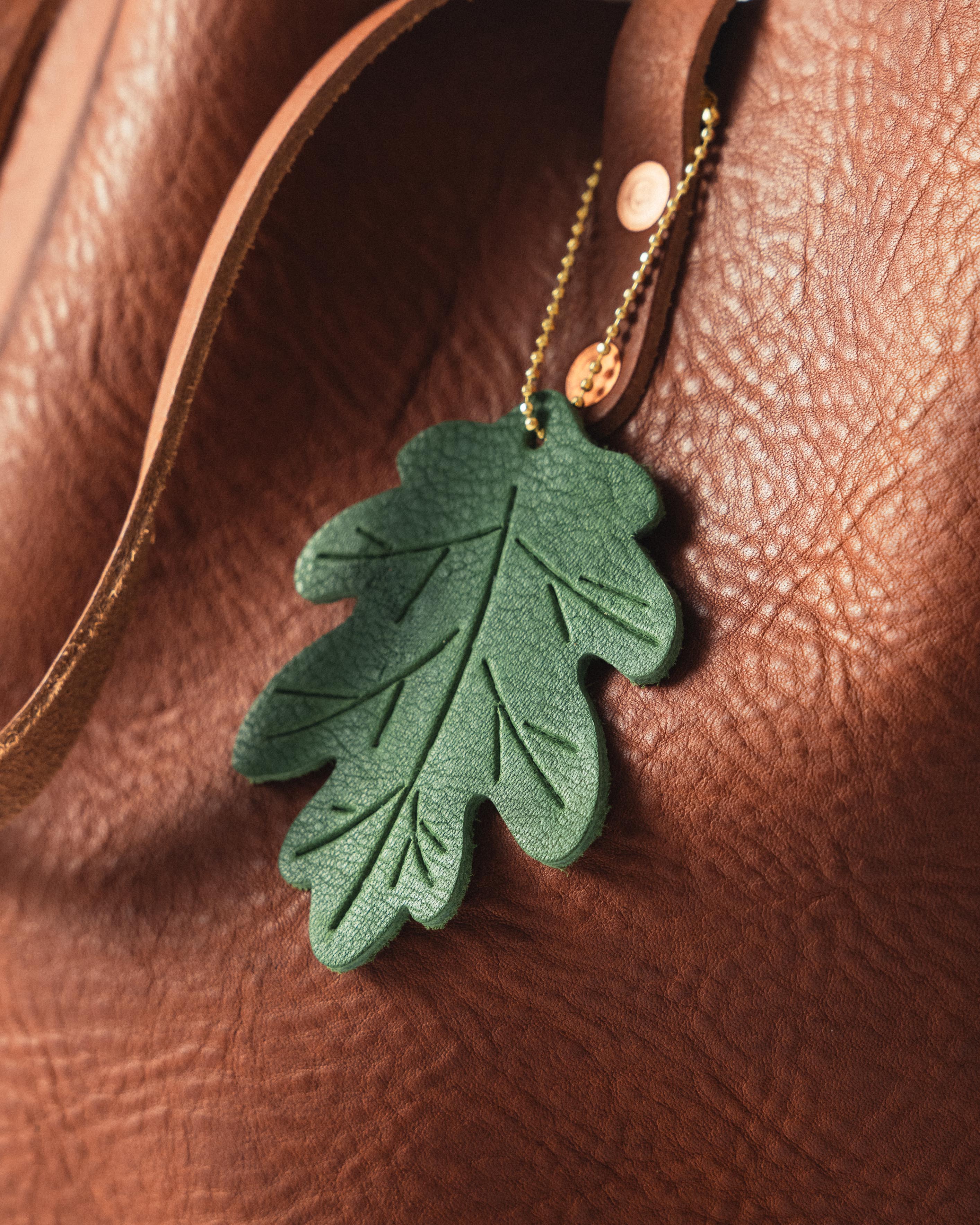 Leather Oak Leaf Charm