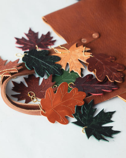 Leather Oak Leaf Charm