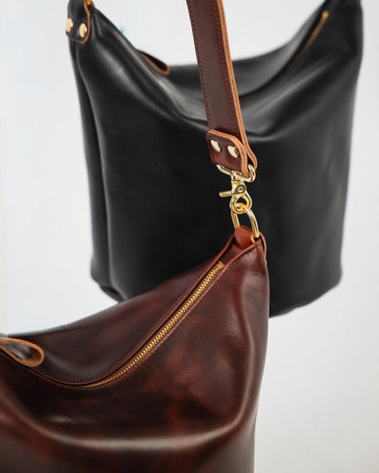 Black Double Shot Zip-Top Bucket Bag Bundle