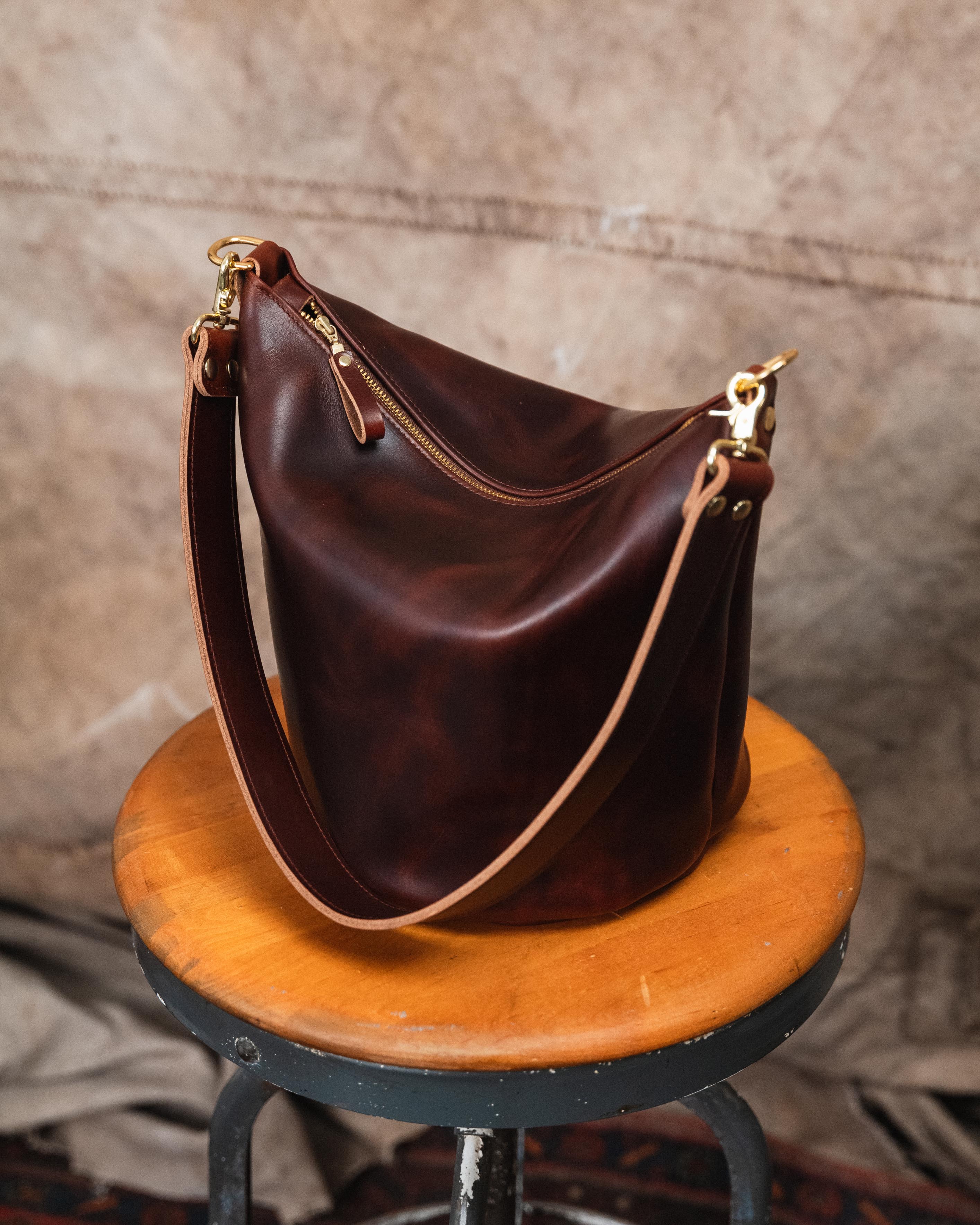 British Tan Double Shot Zip-Top Bucket Bag Bundle