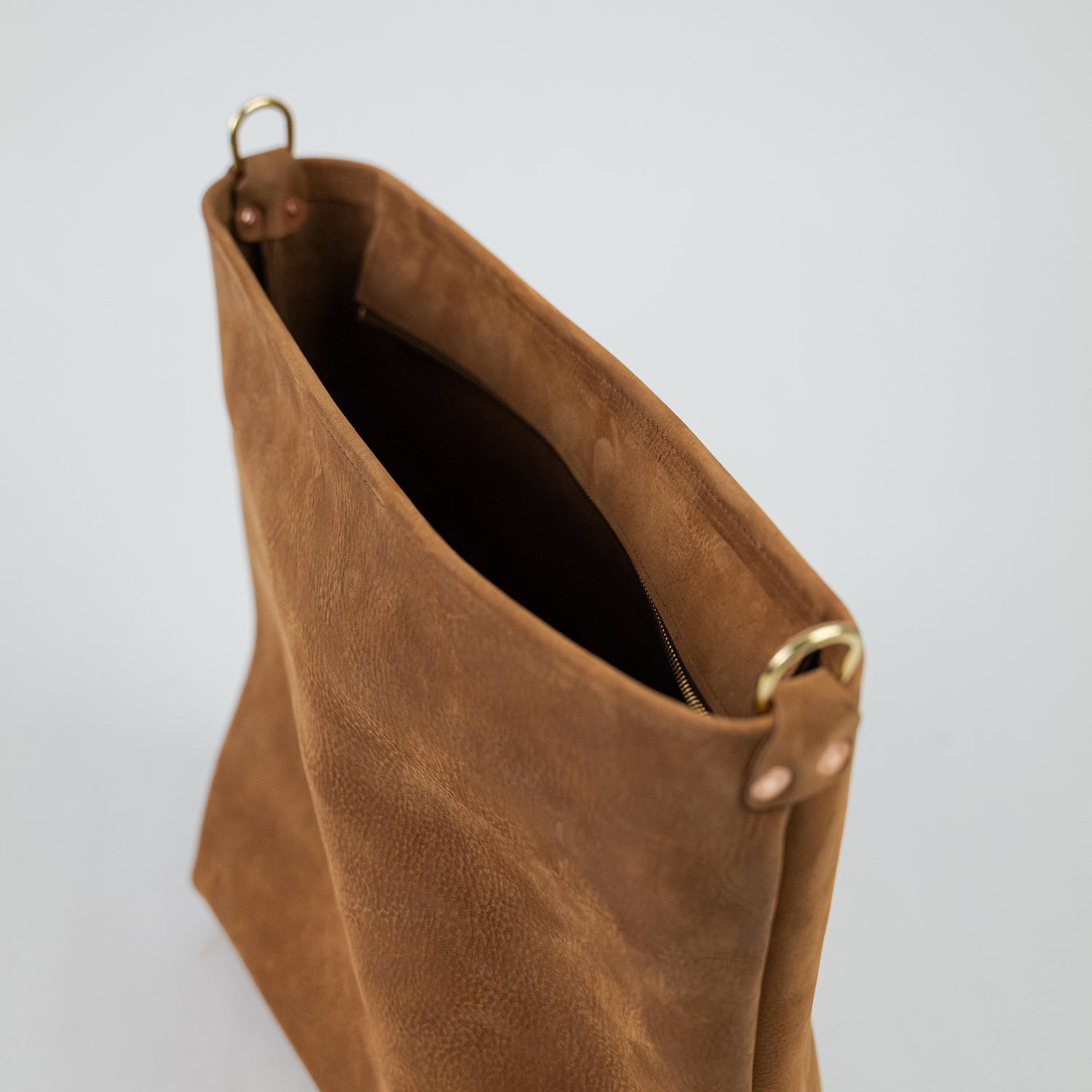 Tan Nubuck Crossbody Tote