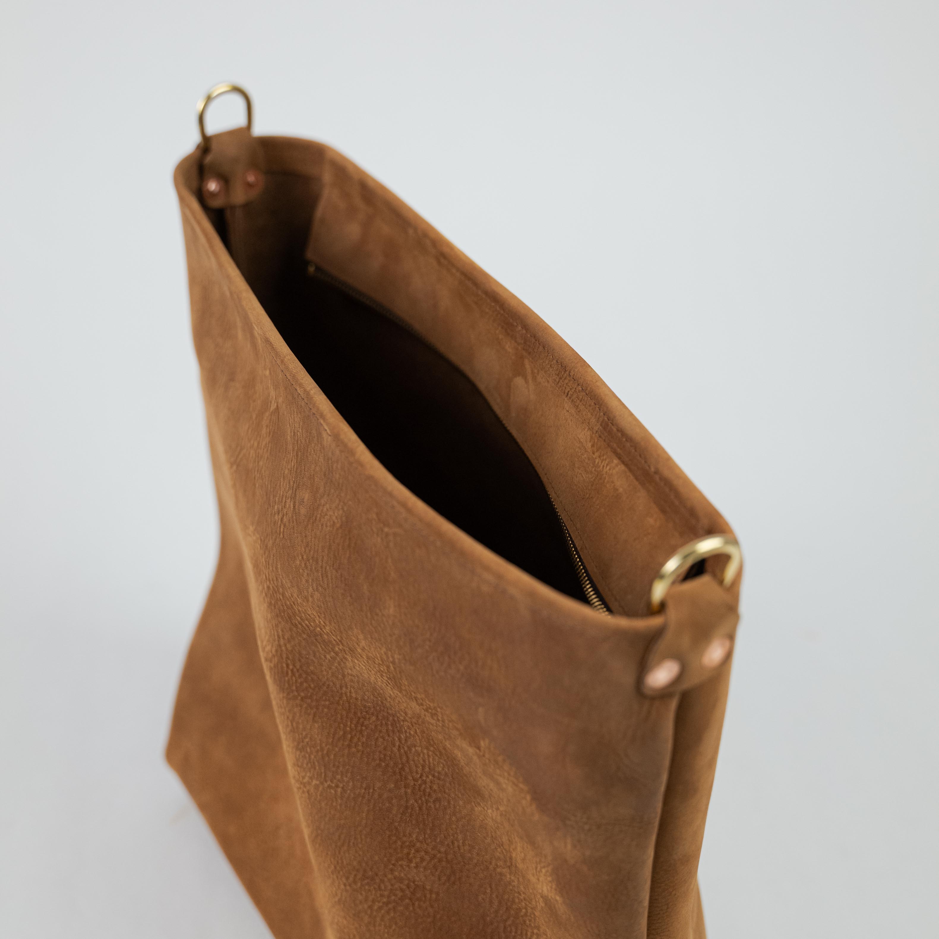 Tan Nubuck Crossbody Tote