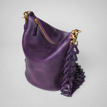 Purple Bulldog Mini Zip-Top Bucket Bag