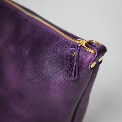 Purple Bulldog Zip-Top Bucket Bag