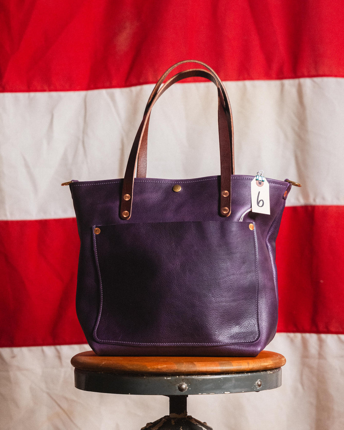 6. Purple Bulldog Travel Tote 7” Handles