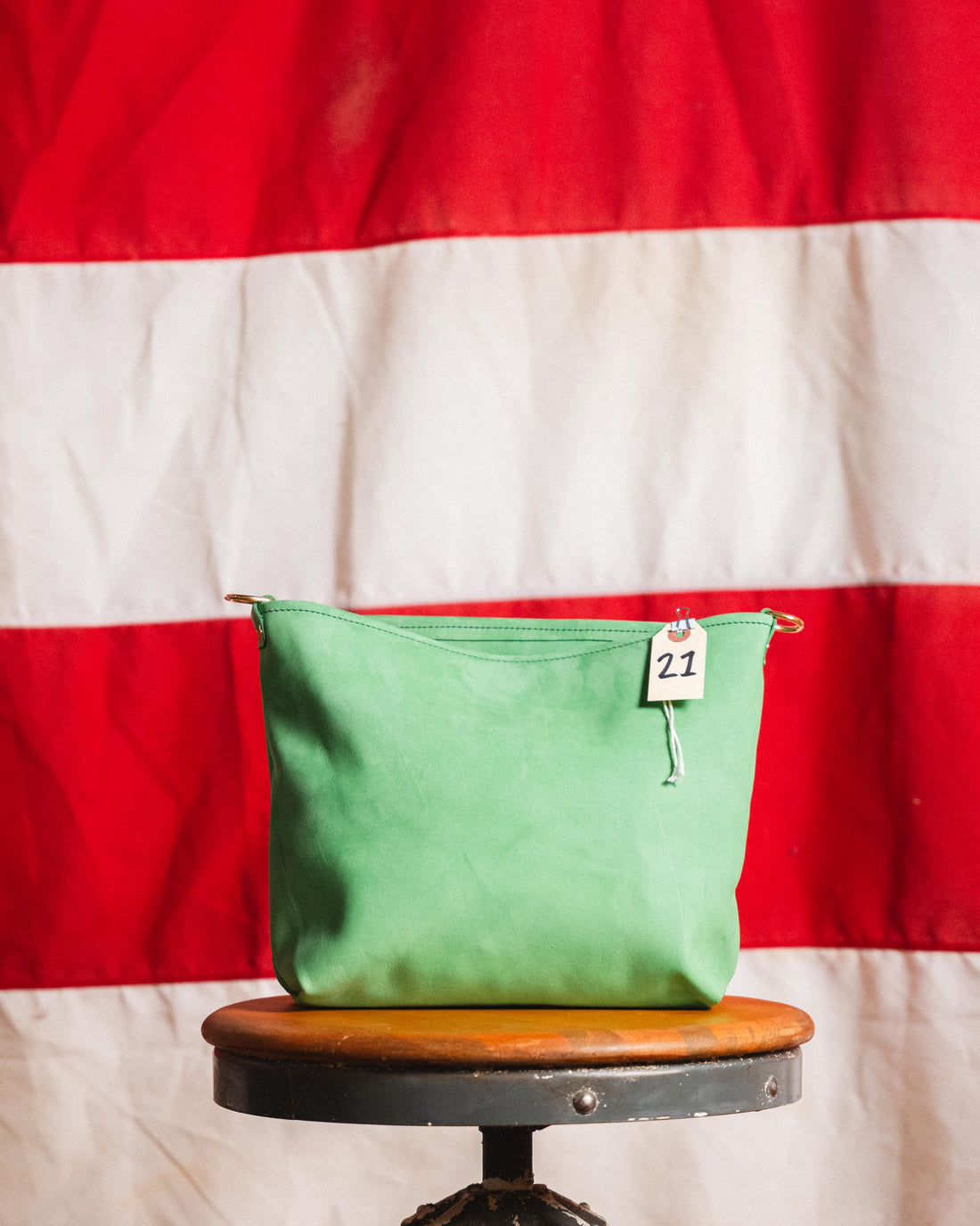 21. Green Suede Horween Mini Crossbody Tote