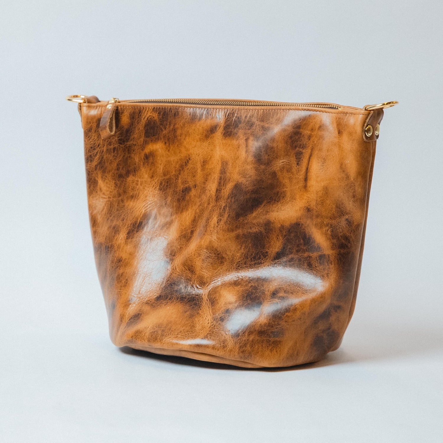 Rustic Bison Zip-Top Bucket Bag