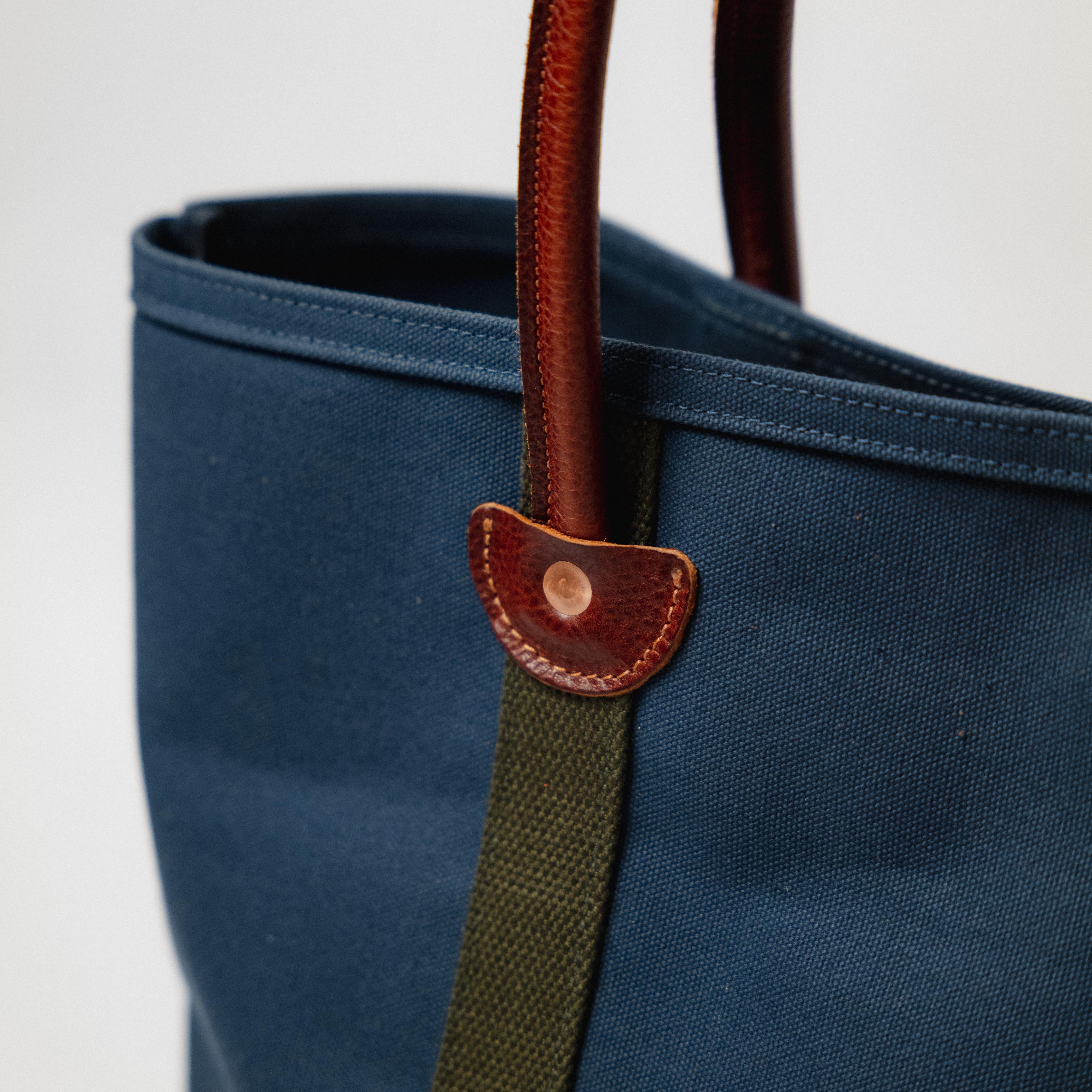 Navy Canvas &amp; Leather Panel Tote