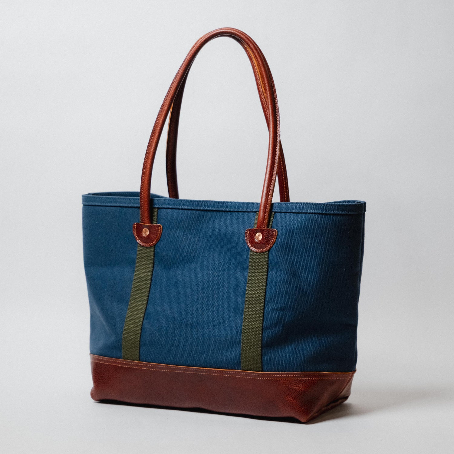 Navy Canvas &amp; Leather Panel Tote
