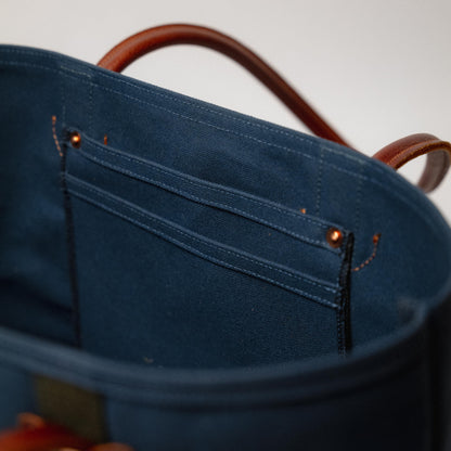 Navy Canvas &amp; Leather Panel Tote