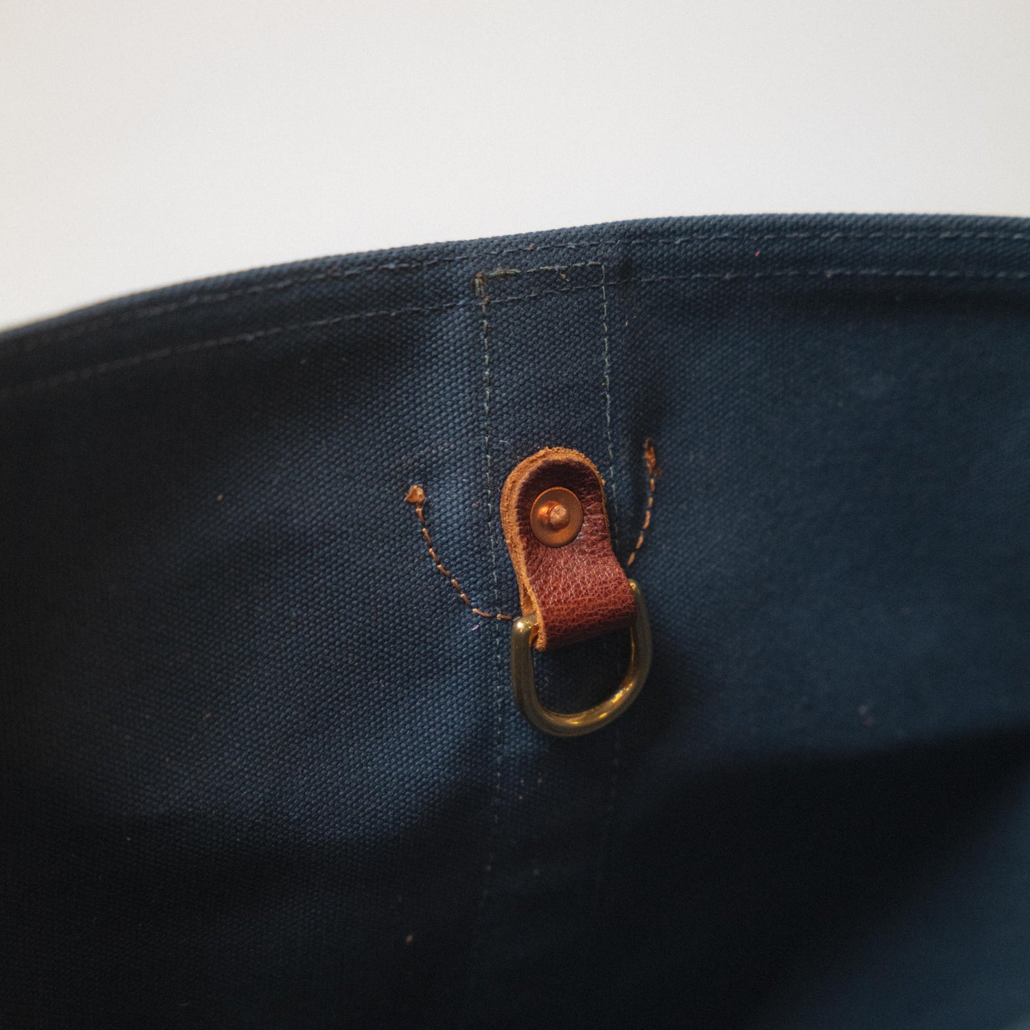 Navy Canvas &amp; Leather Panel Tote