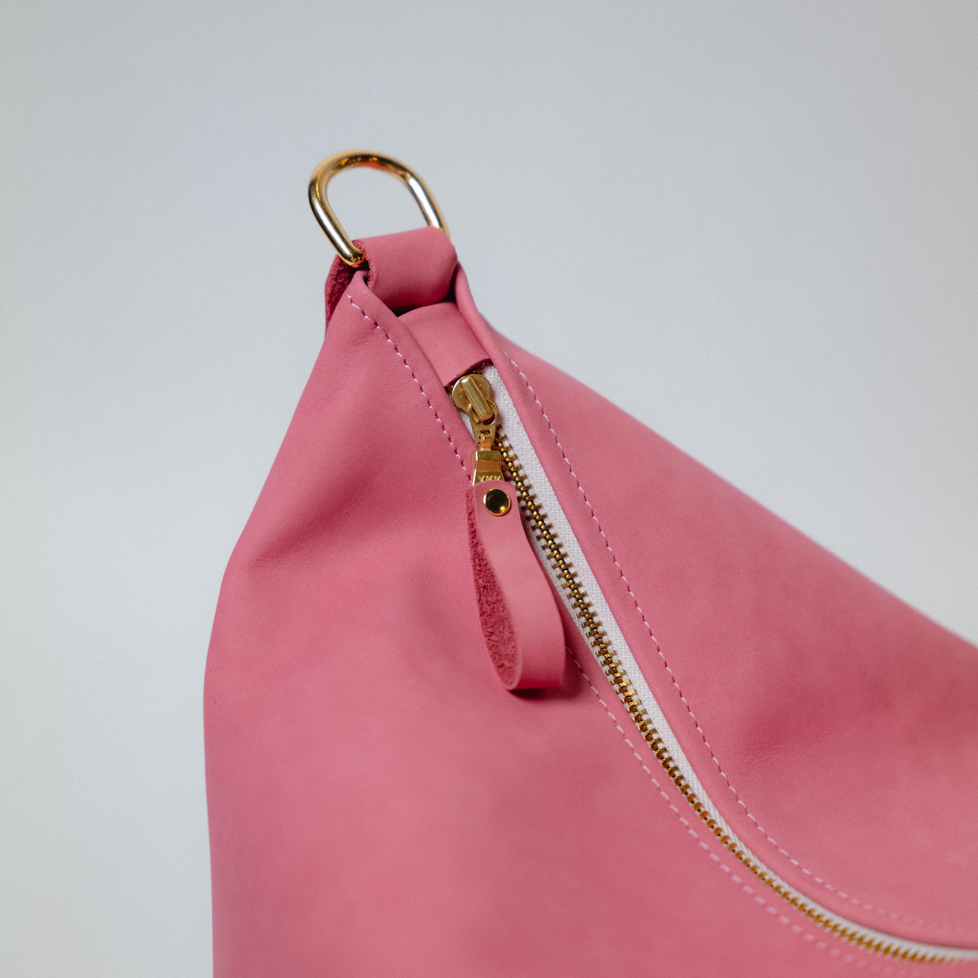 Pink Suede Mini Zip-Top Bucket Bag