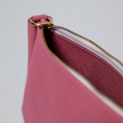 Pink Suede Medium Crossbody Bag