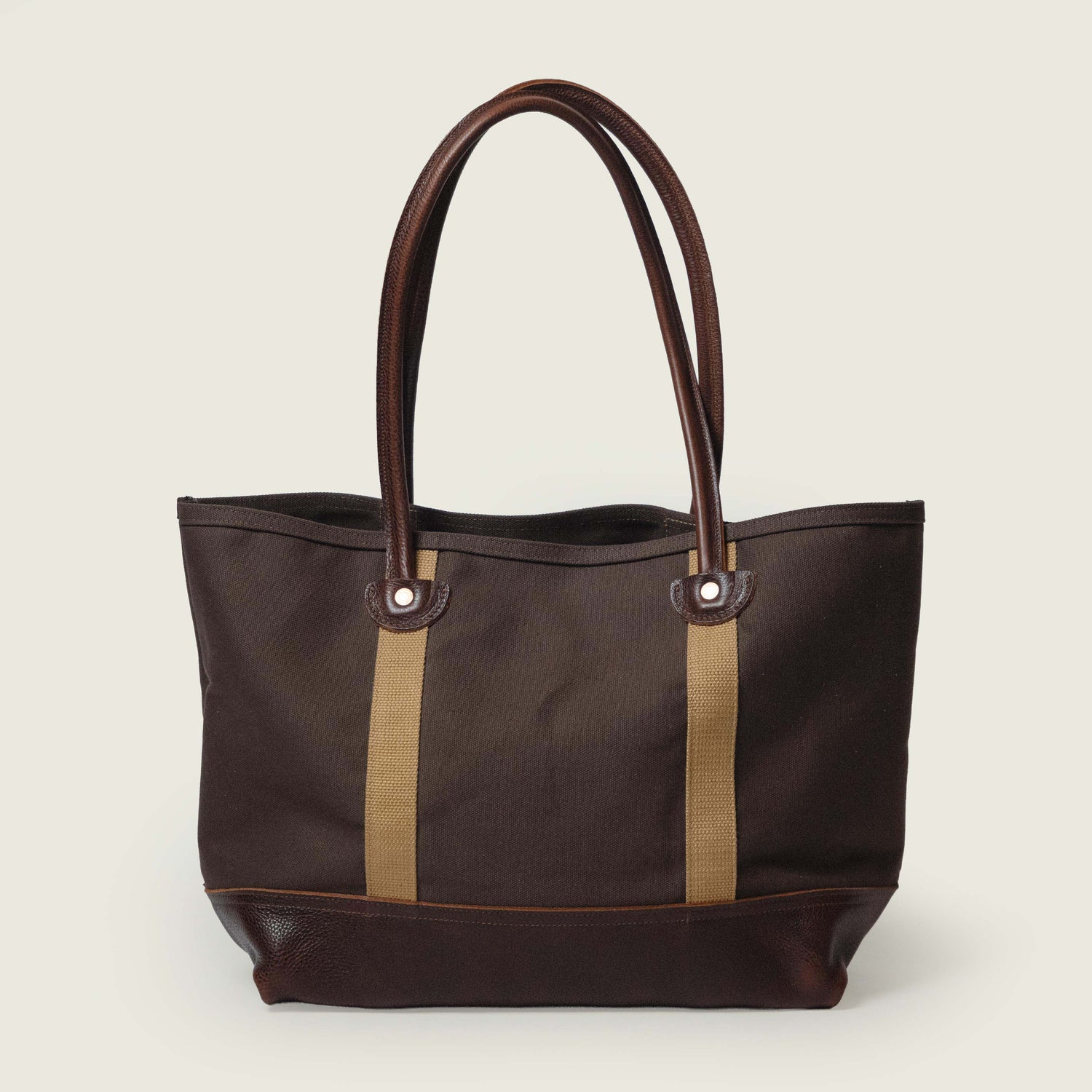Brown Canvas &amp; Leather Panel Tote