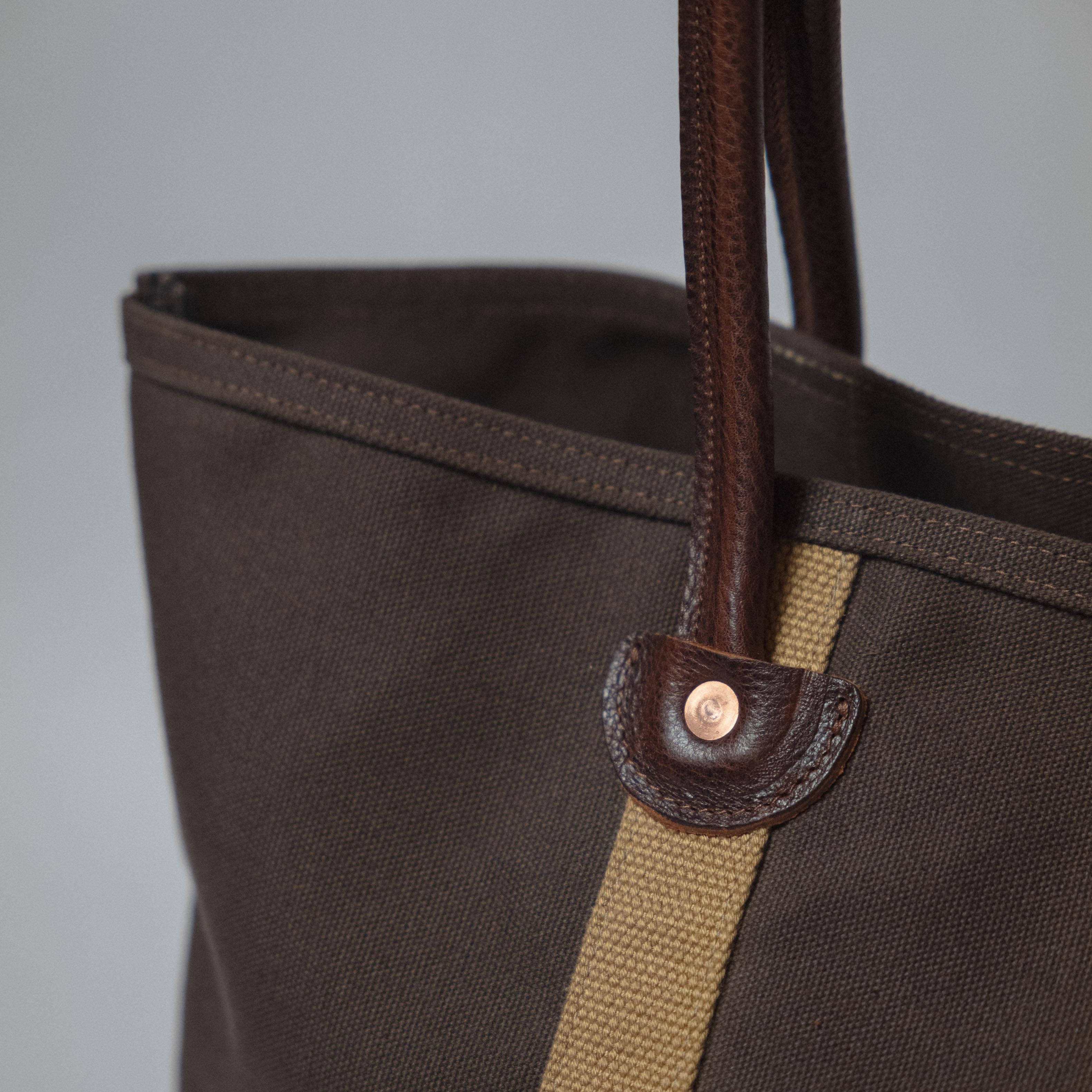 Brown Canvas &amp; Leather Panel Tote