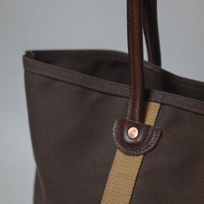 Brown Canvas &amp; Leather Panel Tote