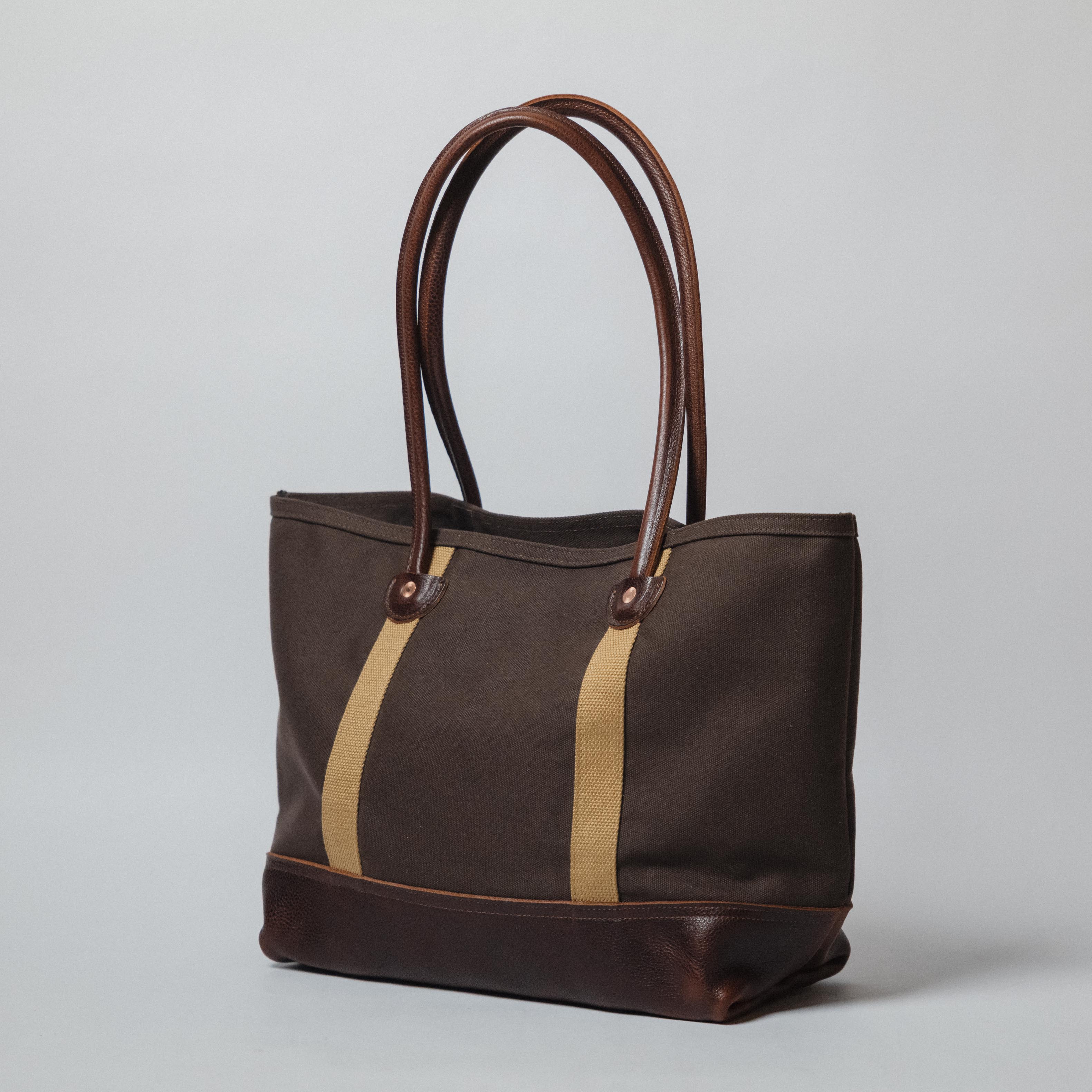 Brown Canvas &amp; Leather Panel Tote