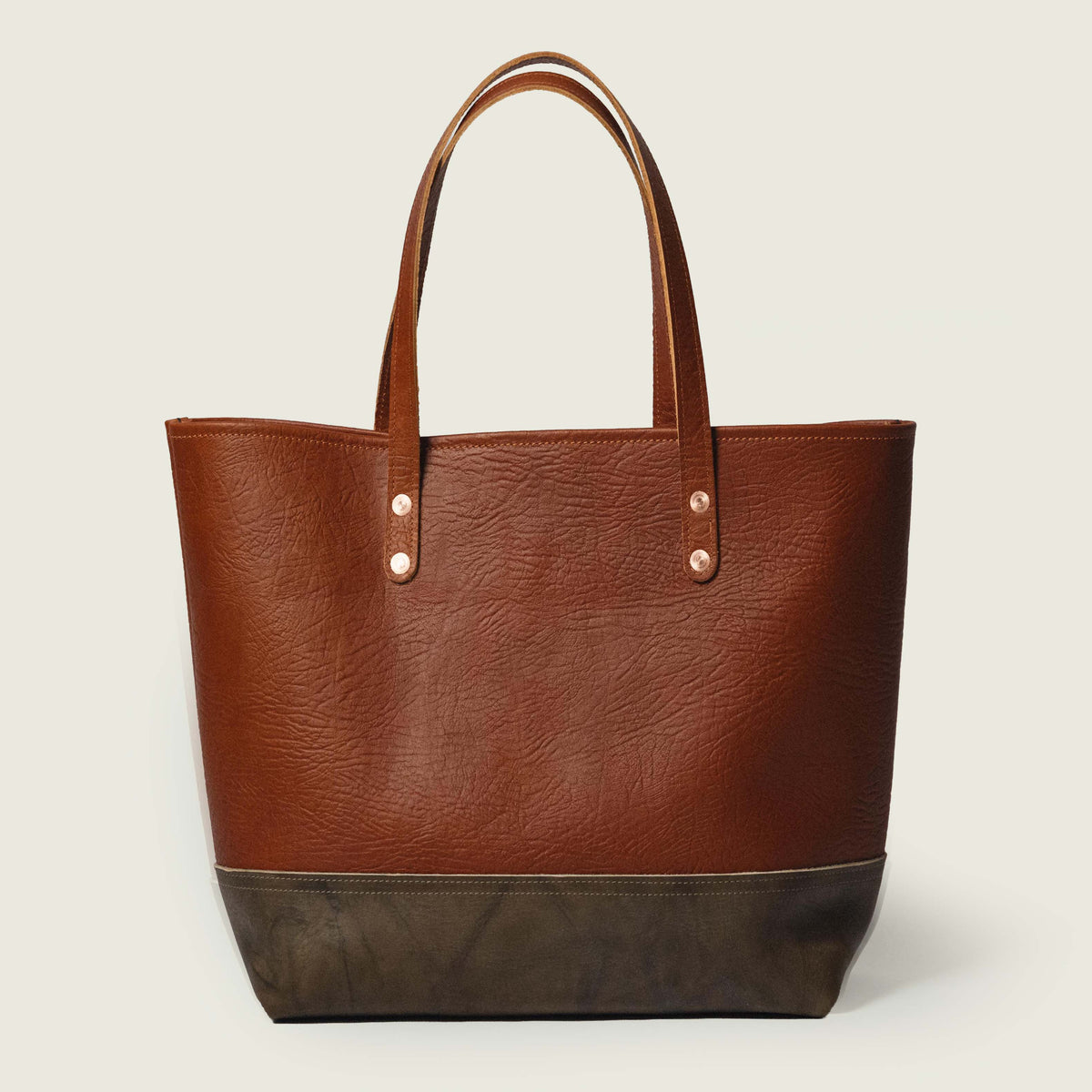 Tan Bison &amp; Olive Crunch Panel Tote