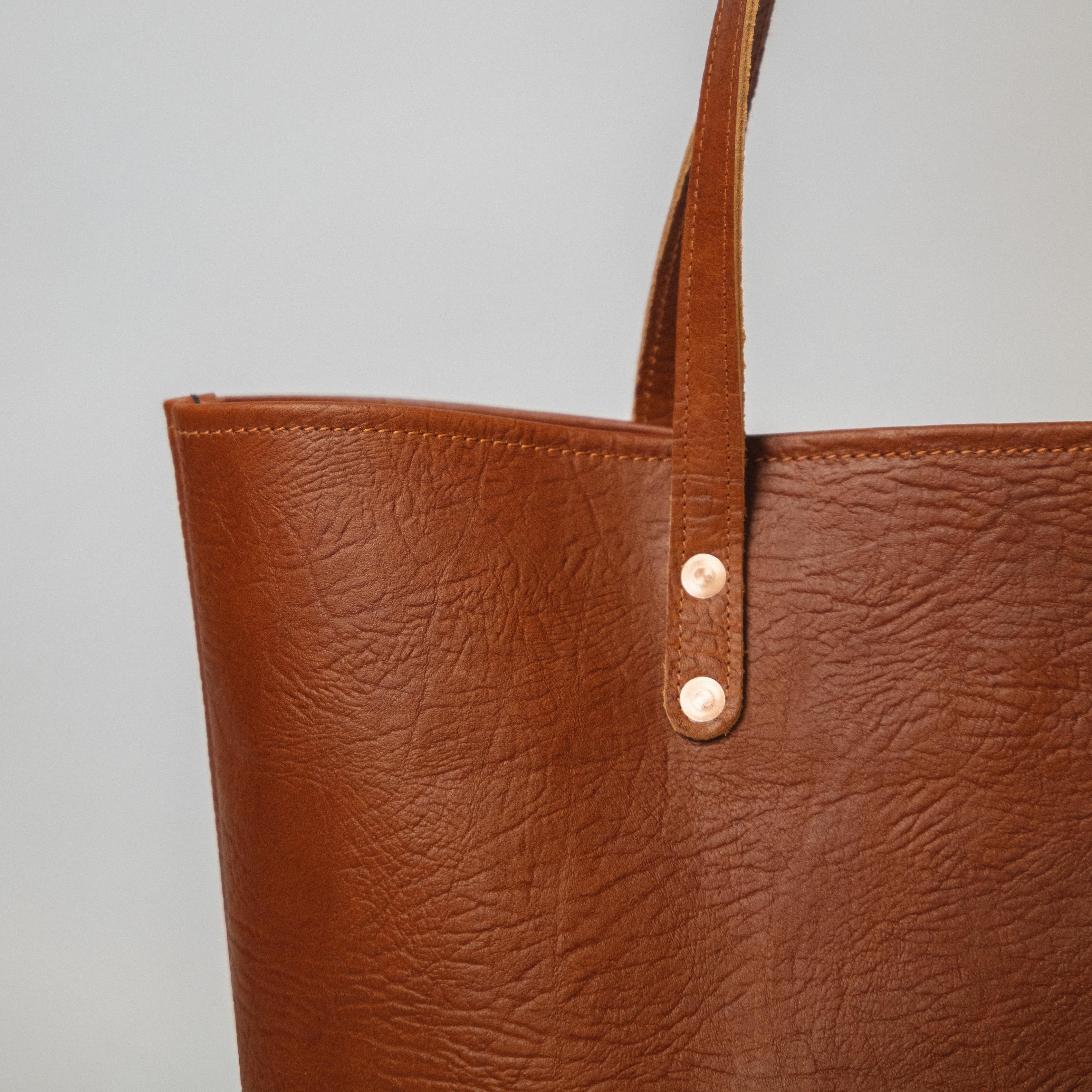 Tan Bison &amp; Olive Crunch East West Panel Tote