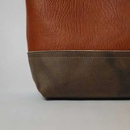 Tan Bison &amp; Olive Crunch Mini Panel Tote