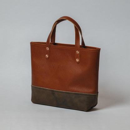 Tan Bison &amp; Olive Crunch Mini Panel Tote