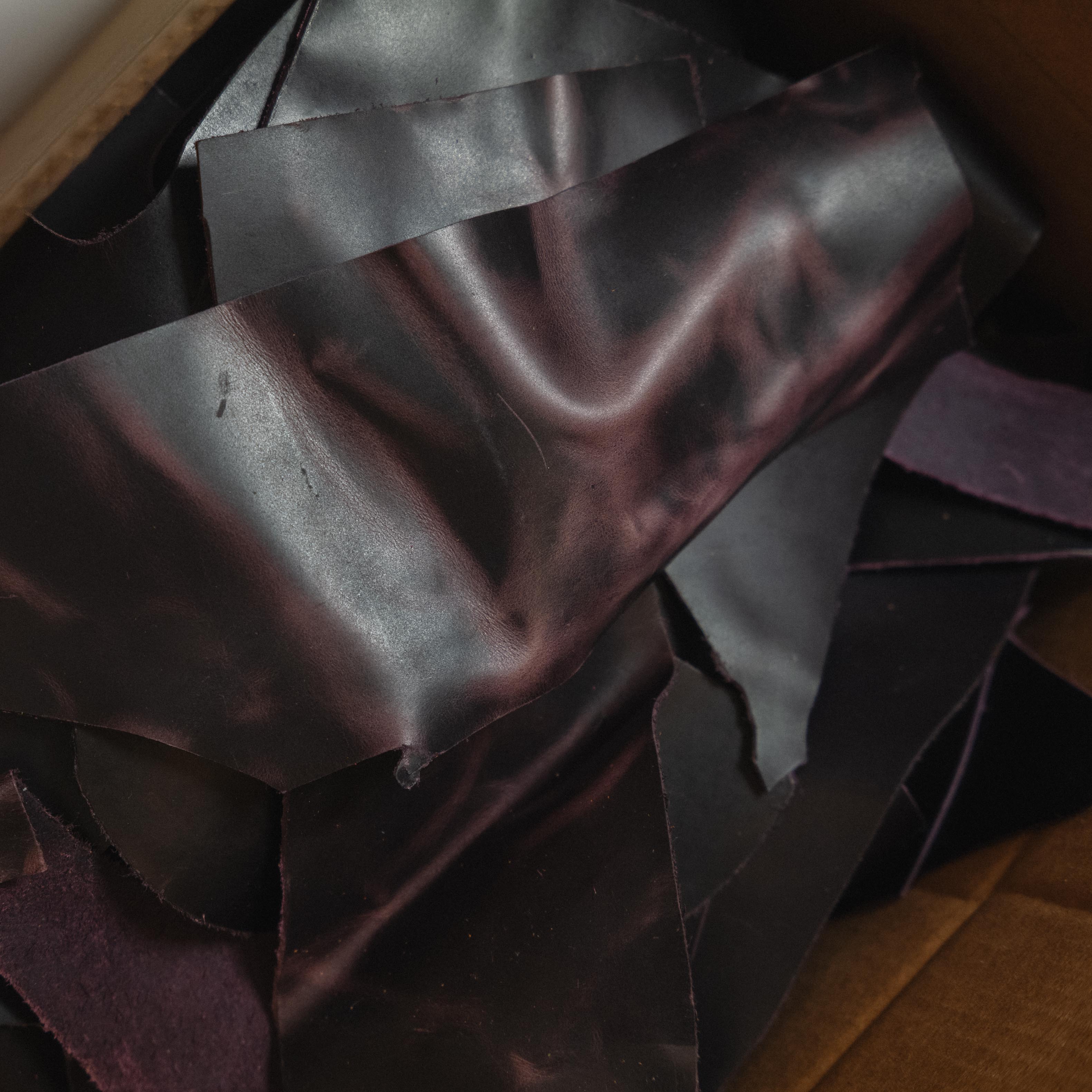 20lbs of Scrap Glossy Purple Leather