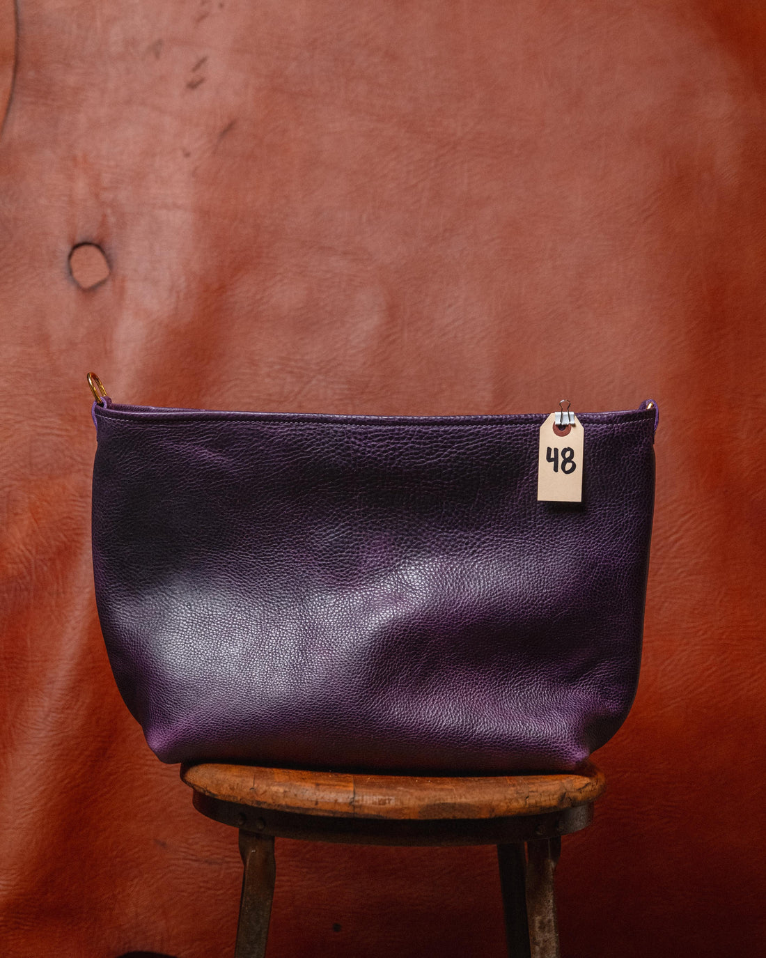 48. Purple Bulldog East West Crossbody Tote