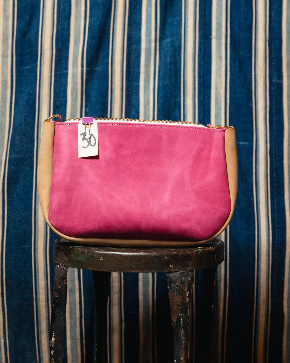 30. Pink / Tan Suede Crossbody Bag