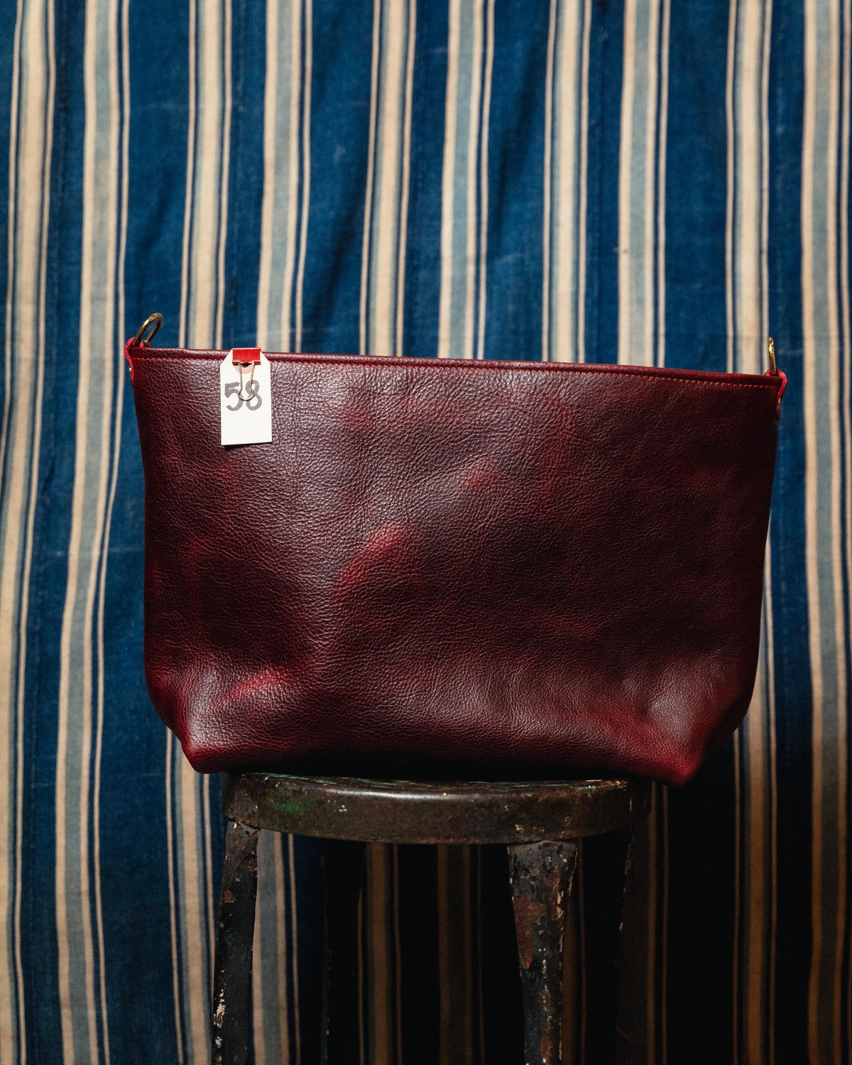 58. Dark Cherry Bulldog East West Crossbody Tote